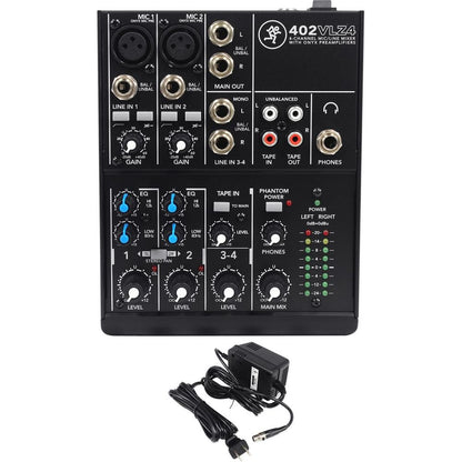 Mackie 402VLZ4 4-channel Compact Mixer w/ 2 ONYX Preamps+Microphone+XLR Cable