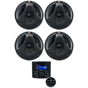 (4) MTX TM652WB-B 6.5" Marine Speakers+4-Zone Bluetooth Receiver w/App Control