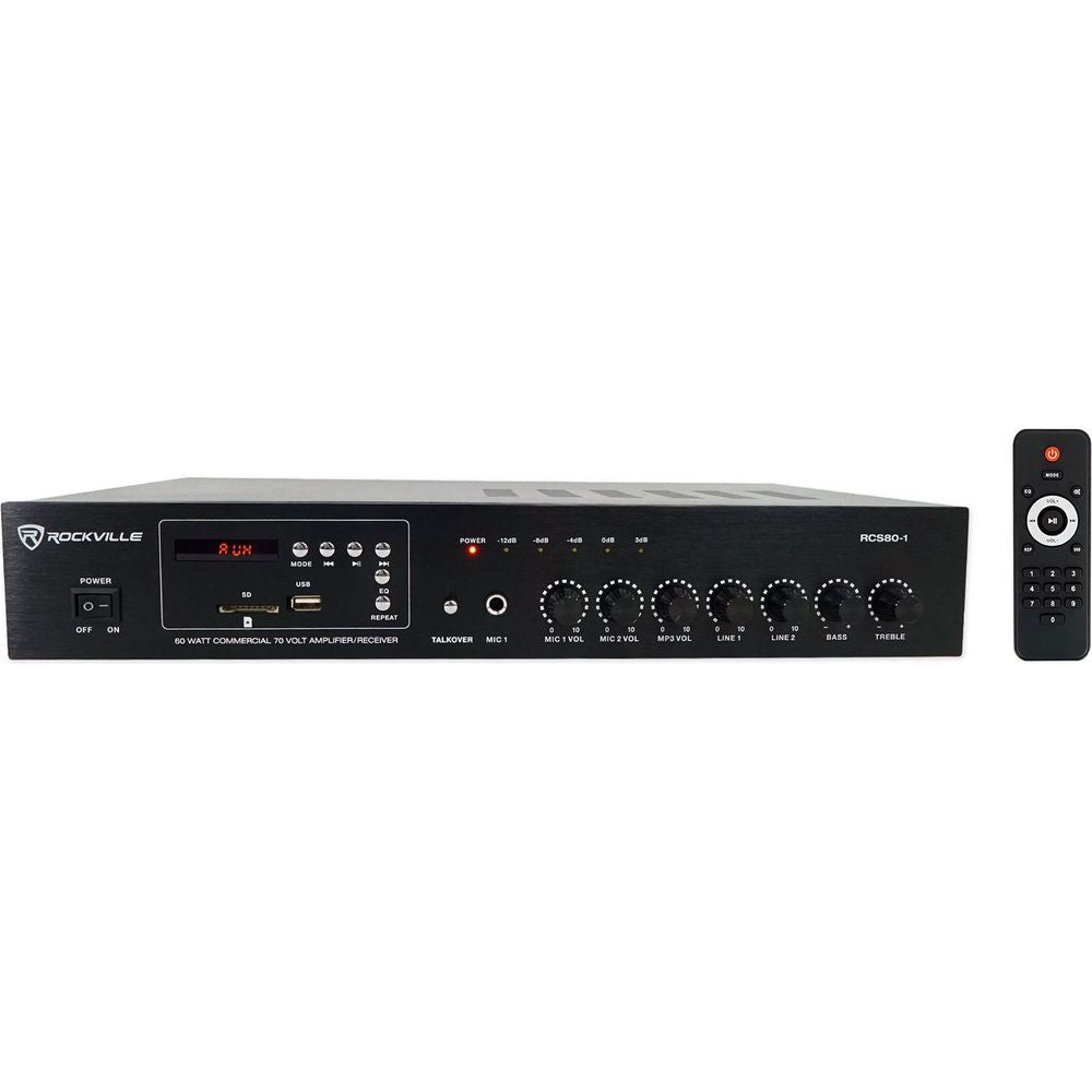 Commercial Amplifier + (2) White 6.5" Indoor/Outdoor Wall Speakers