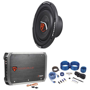 Rockville W10T4-S4 10" Shallow Mount 1200 Watt Subwoofer+2 Ch.Amplifier+Amp Kit