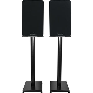 Pair Rockville RockShelf 54B Black 5.25" Home Bookshelf Speakers w/29" Stands