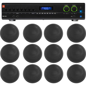 JBL 2-Channel Amp+(12) Black 6" Ceiling Speakers For Restaurant/Bar/Office/Cafe