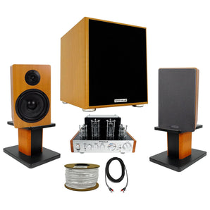 Rockville Home Audio System w/Tube Amp+(2) 6.5" Bookshelf Speakers+10" Subwoofer