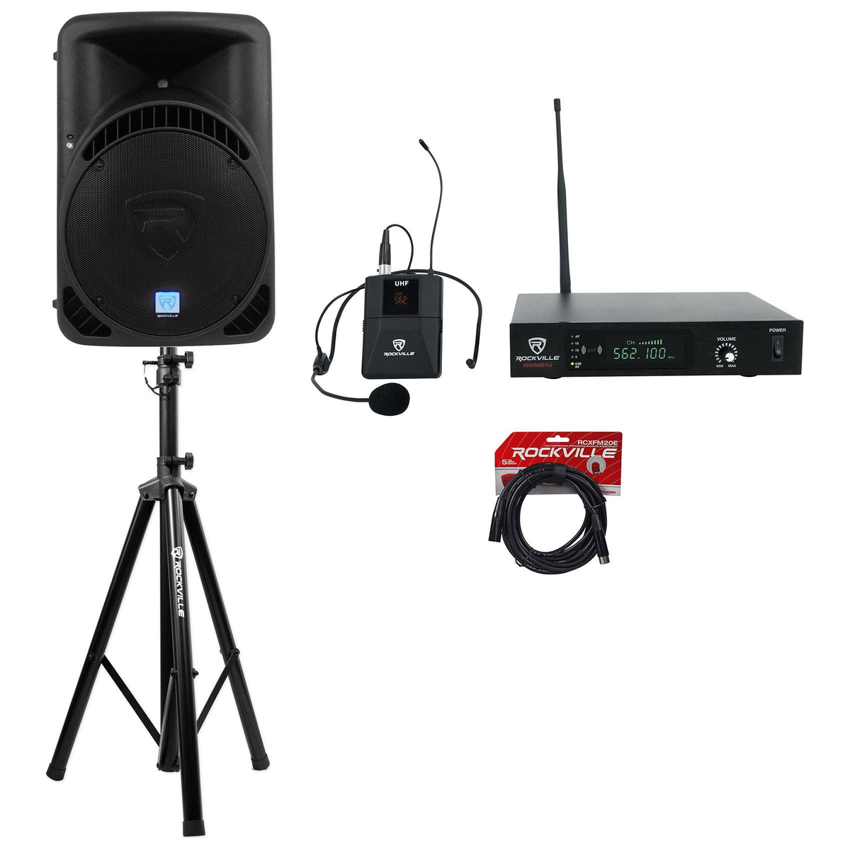 RPG15BT V2 Speaker + Stand + UHF Headset Bundle