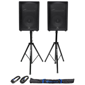 (2) JBL Pro JRX212 12" 2000w Passive 8 Ohm PA/DJ Speakers+Stands+Cables JRX 212