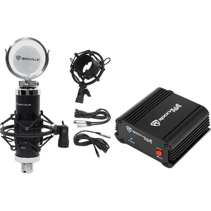 RCM03 Studio Recording Condenser Microphone+Phantom Power Supply