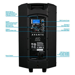 Avante Audio A10 1000 Watt 10" 2-Way Powered Active DJ PA Speaker w/DSP ADJ