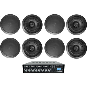 Rockville ROCK MATRIX 4-Zone Home Audio System w/(8) 8" Black Ceiling Speakers
