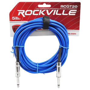 8 Rockville RCGT20BL 20'  1/4" TS to 1/4'' TS Guitar/Instrument Cable