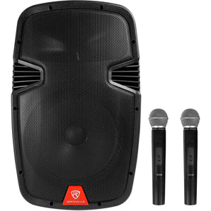 Rockville RAM12BT 12"Portable Rechargeable 600W DJ PA Speaker, 2 Mics, Bluetooth