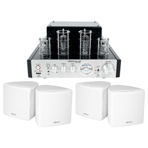 Rockville BluTube Tube Amplifier/Home Theater Receiver+(4) White 3.5" Speakers