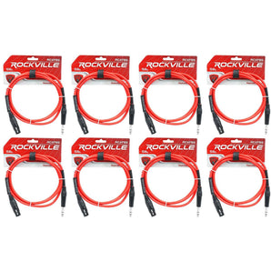 8 Rockville RCXFB6R Red 6' Female REAN XLR to 1/4'' TRS Balanced Cables OFC