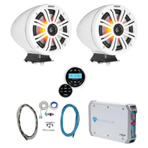 KMFC65W 6.5" White Marine Speakers, Receiver, Amp & Wire Kit