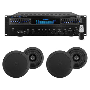 Technical Pro Home Theater Amplifier Receiver+(4) 5.25" Black Ceiling Speakers