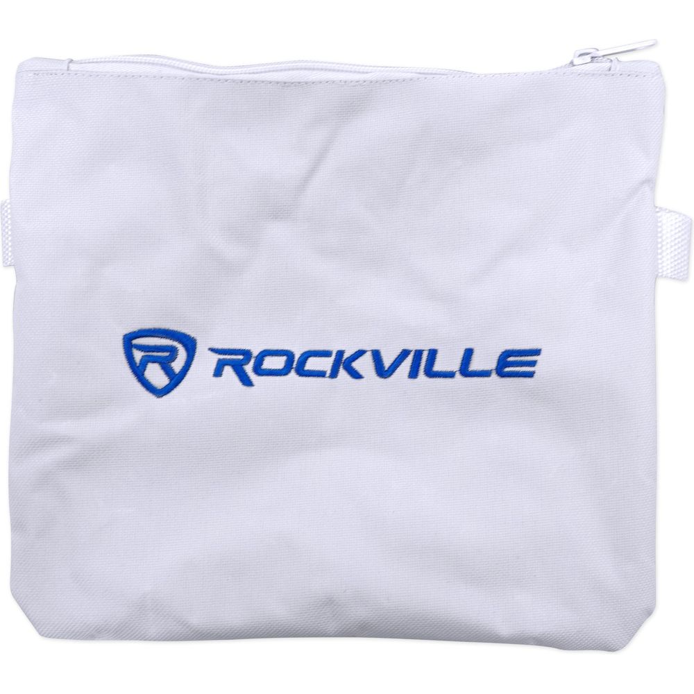 (2) Rockville Tripod DJ Speaker Stands+Scrim Werks White Cloth Cover+Carry Case