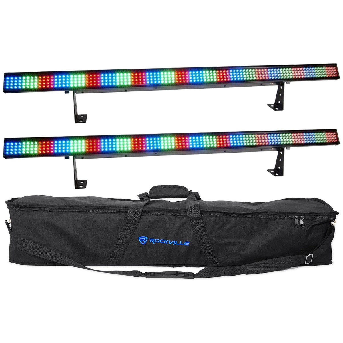 2 COLORSTRIP 4 Ch. DMX Multi-Color DJ Light Bar Color Strips + Carry Case