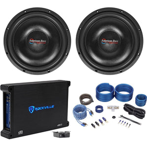 (2) American Bass SL-124 12" 600w Shallow Slim Car Subwoofers+Amplifier+Amp Kit