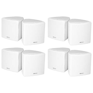 (8) Rockville Cube 3.5" 30w RMS White Home Theater Wall Speakers+Swivel Brackets