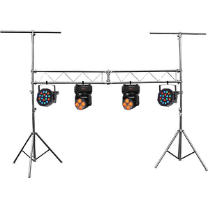 Portable DJ Trussing+(2) DMX RGBW Moving Head Lights+(2) Par Can Wash Lights