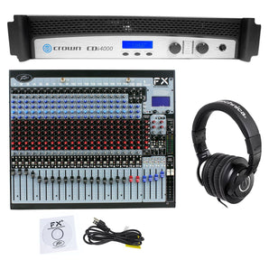 Crown CDi4000 2-Ch. 1200w Power Amplifier+Peavey Mixer+Audio Technica Headphones