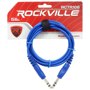 8 Rockville RCTR106BL Blue 6' 1/4'' TRS to 1/4'' TRS  Cable 100% Copper