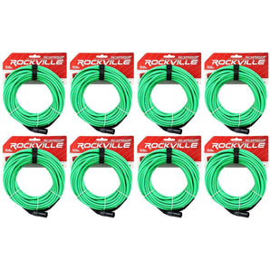 8 Rockville RCXFM50P-G Green 50' Female to Male REAN XLR Mic Cable 100% Copper