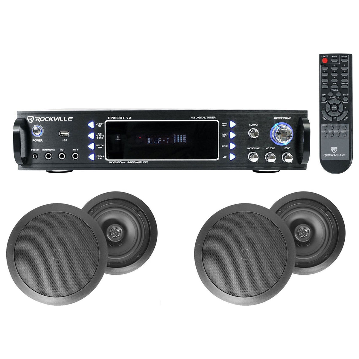 RPA60BT 4-Pack + HC655 Black In‑Ceiling Speakers Bundle