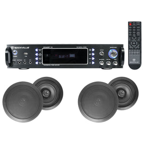 RPA60BT 1000w Home Theater Bluetooth Receiver+ (4) Black In-Ceiling Speakers