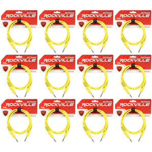 12 Rockville RCTR106Y Yellow 6' 1/4'' TRS to 1/4'' TRS  Cable 100% Copper