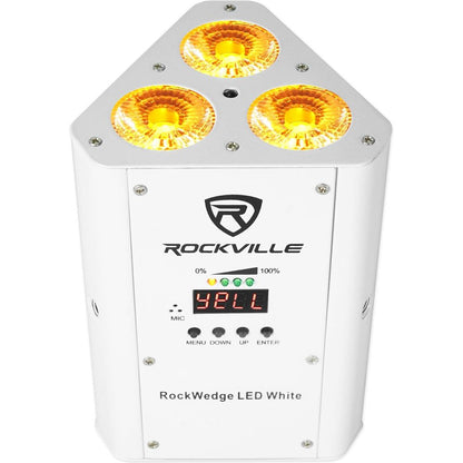 (4) RockWedge LED White Battery Lights+Wireless DMX Controller
