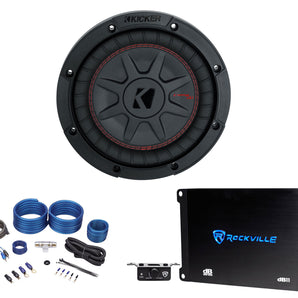 Kicker 48CWRT84 COMPRT8 600w 8" Shallow Car Subwoofer Sub+Mono Amplifier+Amp Kit