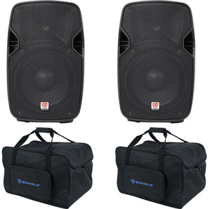 (2) Rockville SPGN108 10" 1600W DJ PA Speakers 8-Ohm+Carry Bags