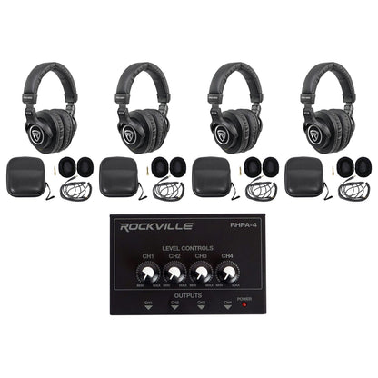 PRO-M50 Headphones 4-Pack + RHPA4 Headphone Amp Bundle
