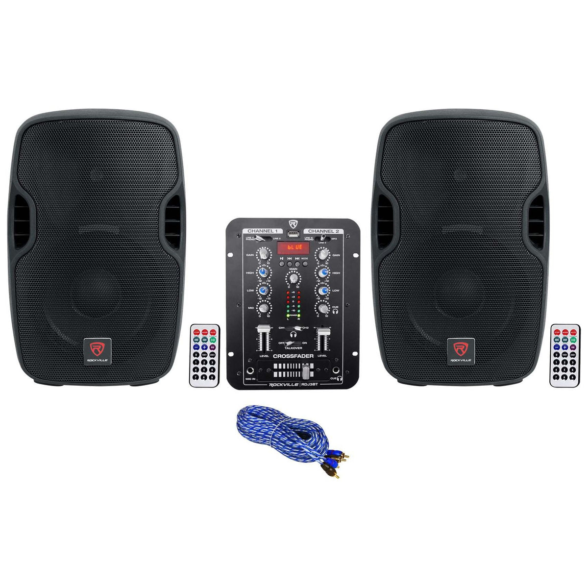 (2) BPA10 400 Watt 10" Powered Speakers+2-Channel Bluetooth Mixer w/USB