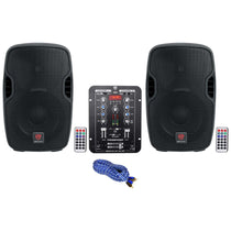 (2) BPA10 400 Watt 10" Powered Speakers+2-Channel Bluetooth Mixer w/USB