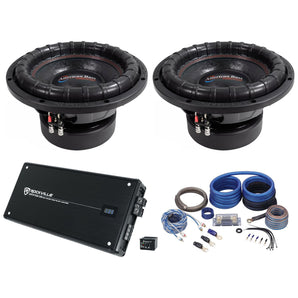 (2) American Bass ELITE-1244 2400w 12" Car Subwoofers+Mono Amplifier+Amp Kit