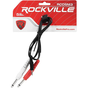 Rockville RCDSM3B 3' 3.5mm 1/8" TRS to Dual 1/4" Y Cable 100% Copper