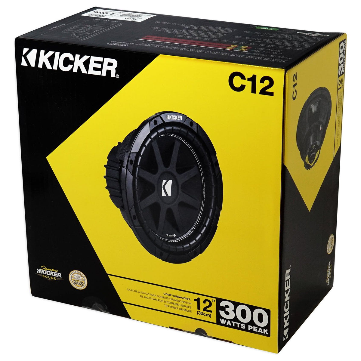 KICKER 43C124 Comp 12" 300 Watt SVC 4-Ohm Car Subwoofer Sub+Amplifier+Amp Kit
