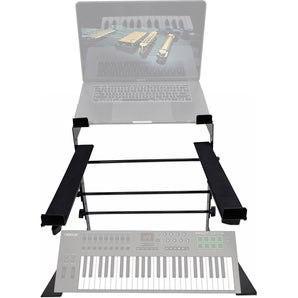 Rockville Dual Shelf Laptop+Controller Stand for Nektar Impact LX49+ Keyboard