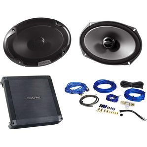 2) Alpine SPE-6090 6x9" 600 Watt Car Audio Speakers+2 Channel Amplifier+Amp Kit