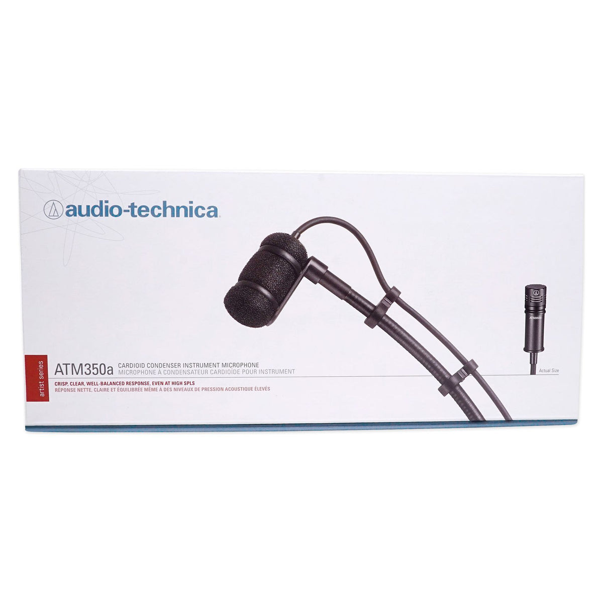 Audio Technica ATM350D Condenser Instrument Microphone w/5" Gooseneck+Drum Mount