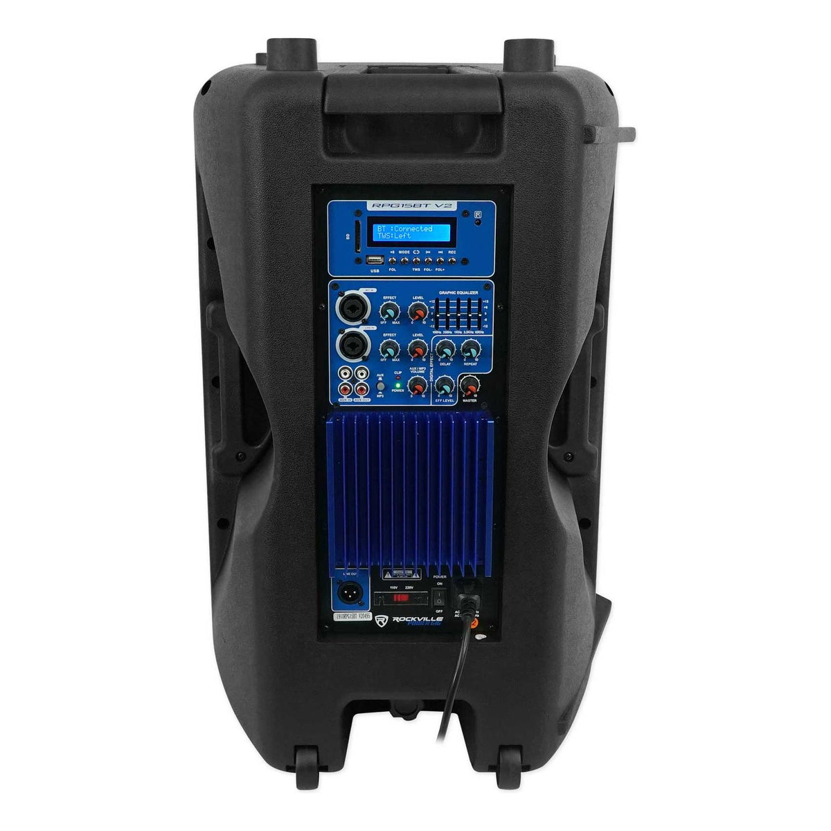 (2) RPG15BT 15" Powered Wireless Link DJ Speakers+Bluetooth+LED Stands