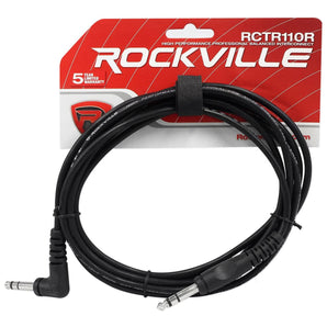 Rockville RCTR110R-B 10' 1/4" TRS Right Angle - 1/4" TRS Straight Cable