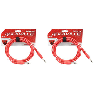 2 Rockville RCTR110R Red 10' 1/4'' TRS to 1/4'' TRS  Cable 100% Copper