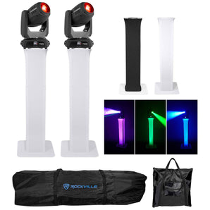 2 Chauvet DJ Intimidator Hybrid 140SR Moving Head Lights+Adjustable Totem Stands