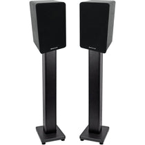 RockShelf 54B Black 5.25" Home Bookshelf Speakers + 36" Stands