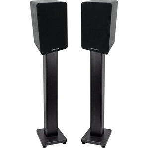 Pair Rockville RockShelf 54B Black 5.25" Home Bookshelf Speakers + 36" Stands