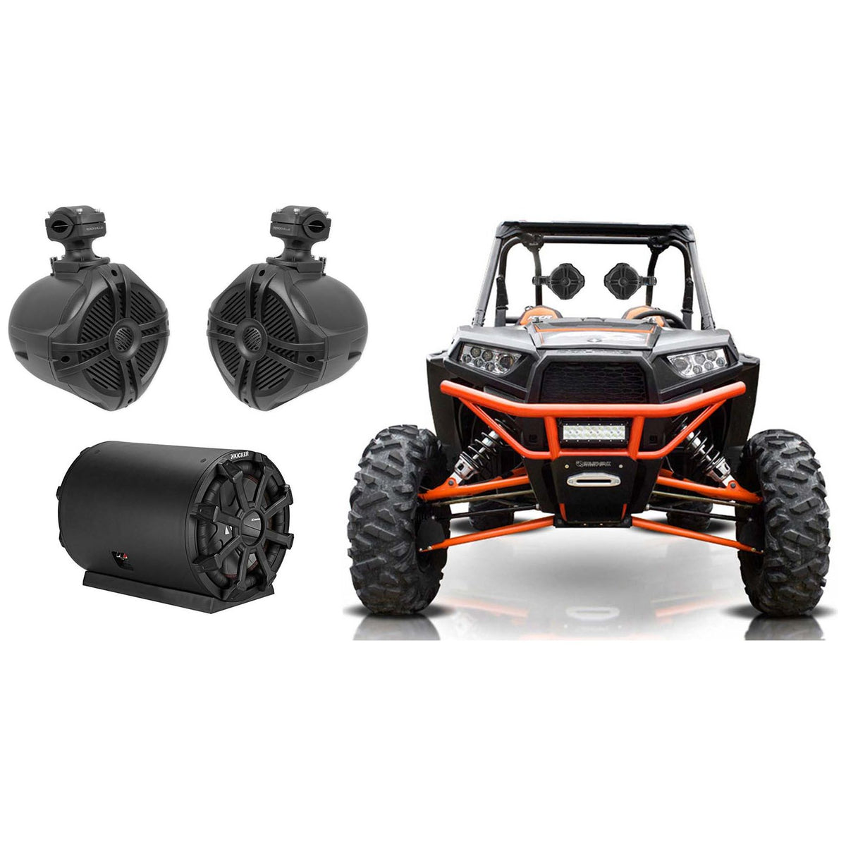 10" Subwoofer In Enclosure Plus (2) 6.5" Tower Speakers RZR/ATV/UTV