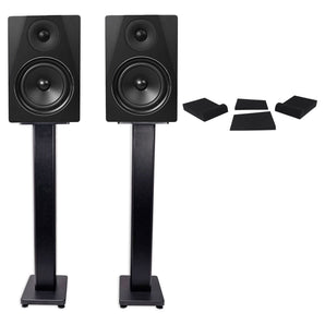 2) Rockville DPM6B Dual Powered 6.5" 420 Watt Active Studio Monitors+Stands and Pads