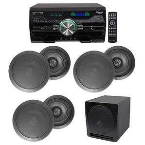 4000w Home Theater DVD Receiver w/Bluetooth+(5) Black 6.5" Ceiling Speakers